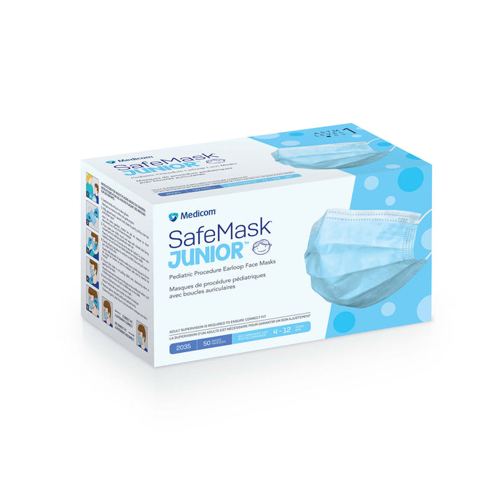 SafeMask Junior procedure face masks - ASTM Level 1, Blue, 50 un