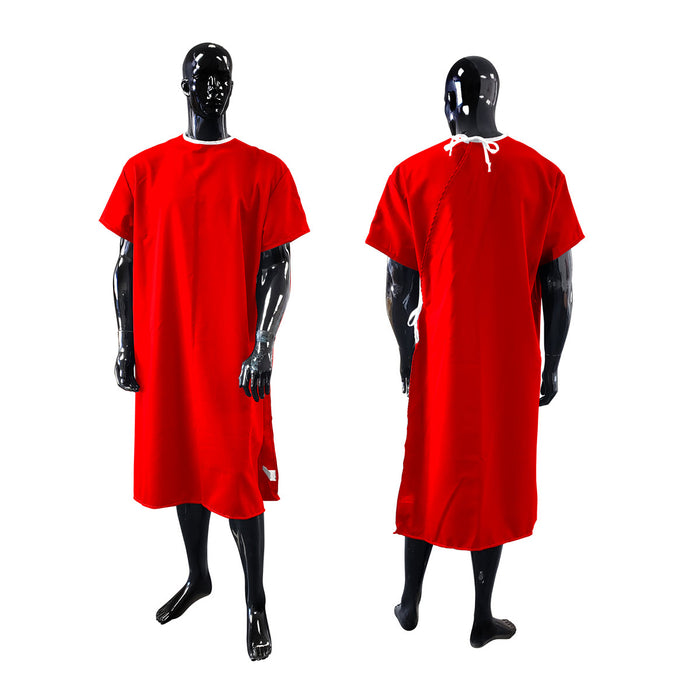 Washable patient gown with short sleeves