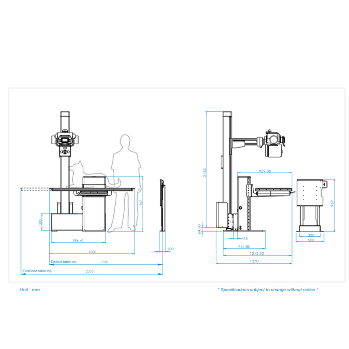 MyVet i72T HF x-ray system 32kW 1PH 400mA 280/230VAC