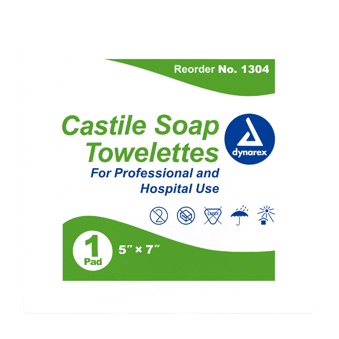 Castile soap towelette 5" x 7", 10 x 100 un