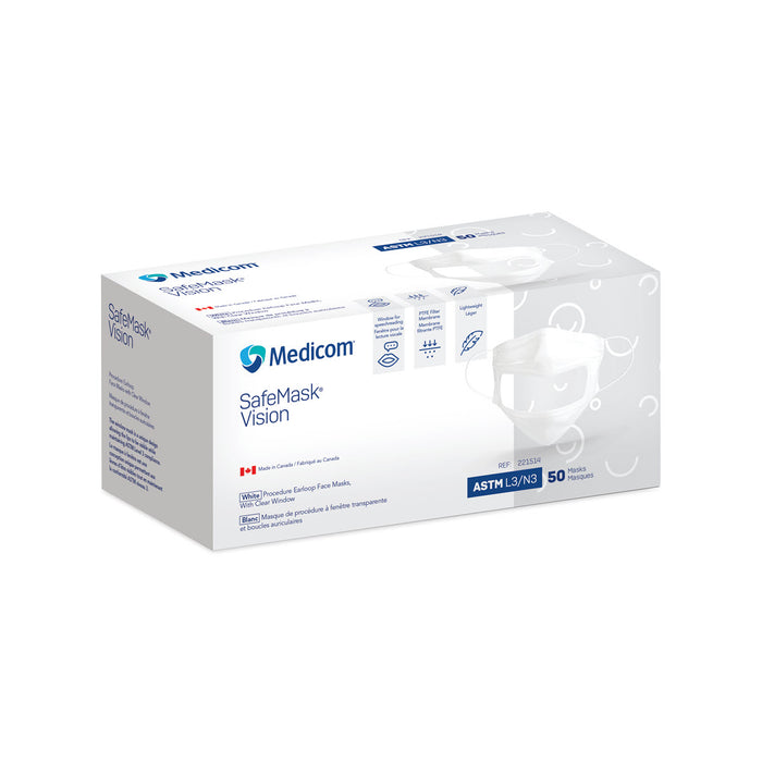 Masques de procédure SafeMask Vision - ASTM Niveau 3, Blanc, 50 un