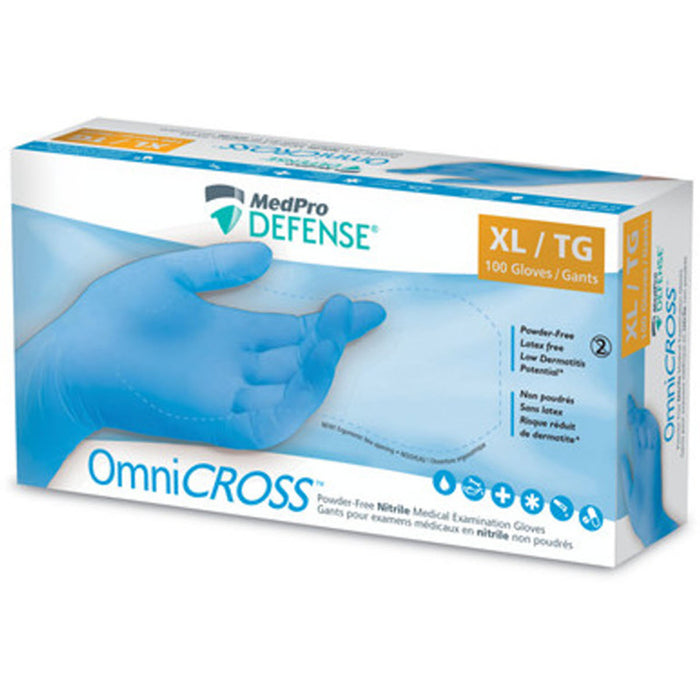 OmniCross blue nitrile examination gloves