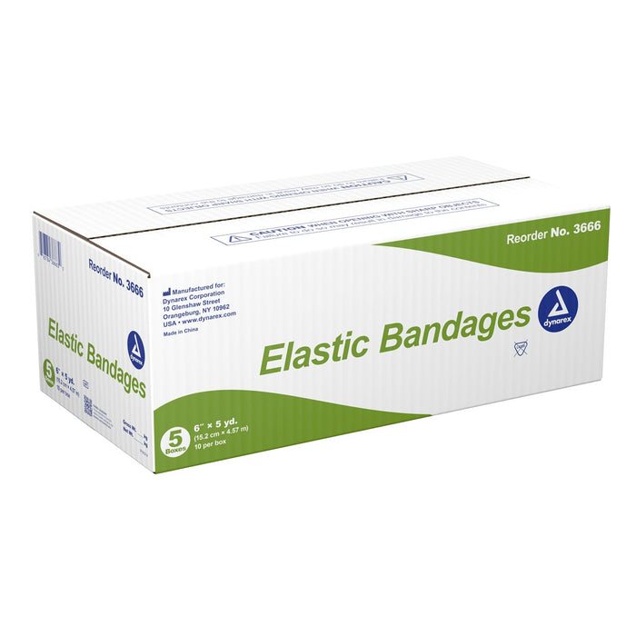 Elastic wrap bandage with clip closure latex free