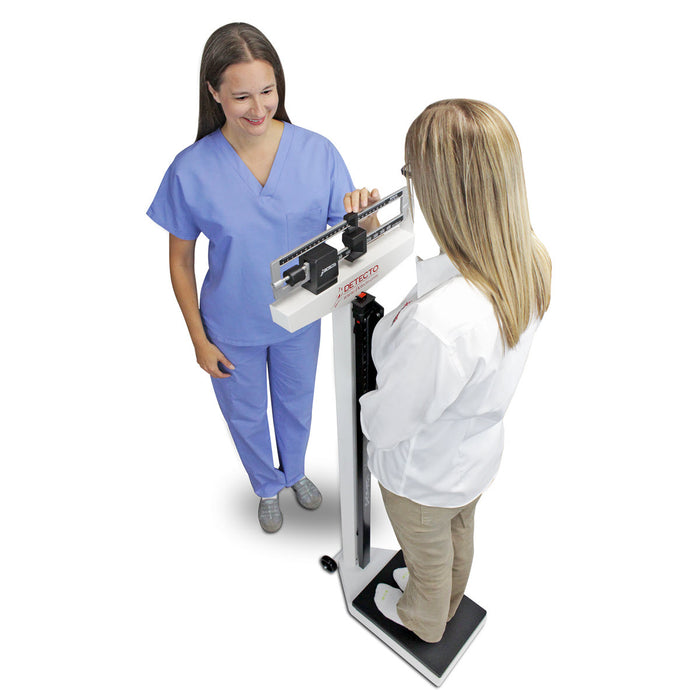 Medical beam scale with height rod