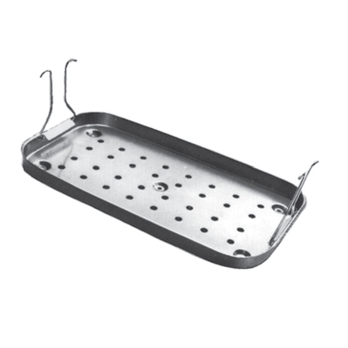 Perforated stainless steel instrument tray