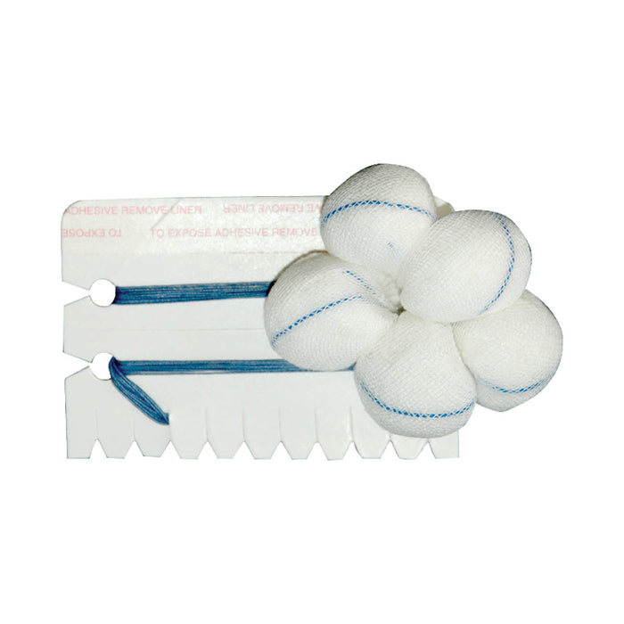 X-ray detectable tonsil sponges on card