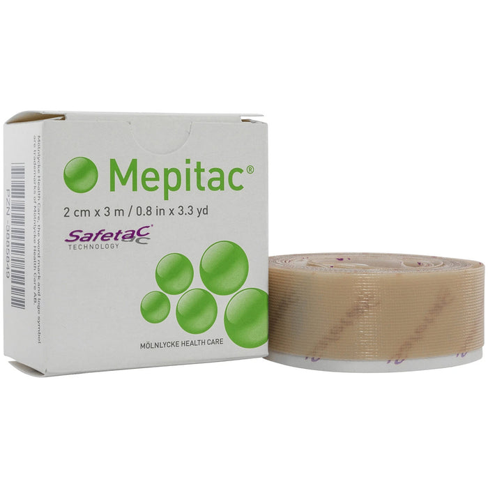 Mepitac soft silicone tape, 0.8" x 3.3y (2 cm x 3 m), 12 un