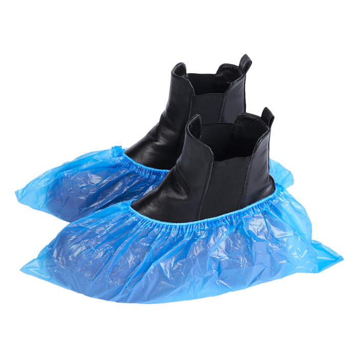 Blue plastic shoe cover, 500 un