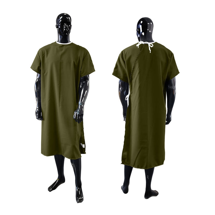 Washable patient gown with short sleeves