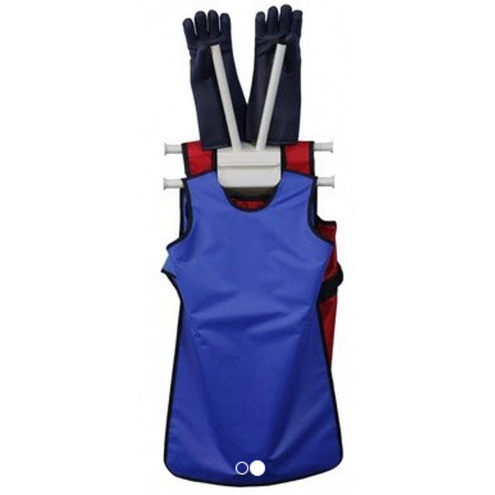 Wall-mounted compact apron and glove rack