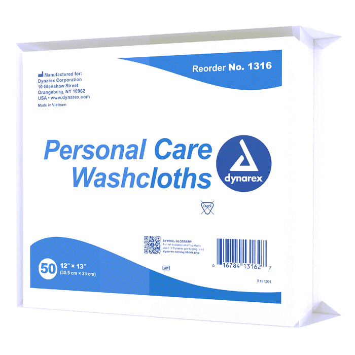 Personal care washcloth 12 x 14" (30 x 35 cm), 16 x 50 un