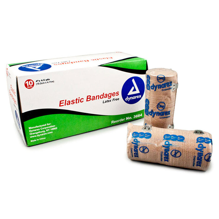 Elastic wrap bandage with clip closure latex free